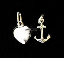 Ezüst(Ag) szív és horgony függő, 2 db, jelzett, nettó: 1,6 g