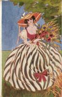 Tavasz, Nyár. Winkler szignós, évszakos képeslap sorozatból 2 db / 2 Hungarian art postcards, pinxit...