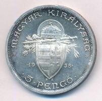1938. 5P Ag "Szent István" T:1-,2 kis patina
Adamo P8.1