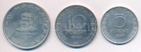 1948. 5Ft Ag "Petőfi" + 10Ft Ag "Széchenyi" + 20Ft Ag "Táncsics" - &qu...