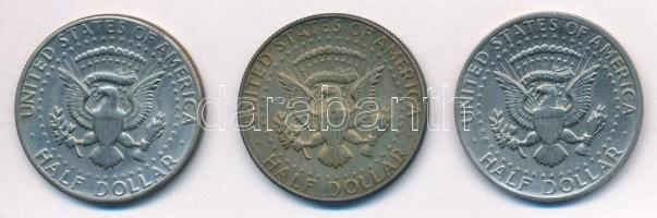 Amerikai Egyesült Államok 1968D 1/2$ Ag "Kennedy" + 1971D 1/2$ Cu-Ni "Kennedy" +...