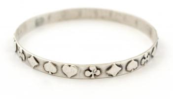 Ezüst(Ag) kártyás karkötő, jelzett, d: 6,6 cm, nettó: 15,3 g