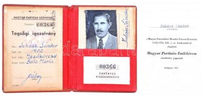 1954. "Magyar Partizán Emlékérem" zománcozott, számozott kitüntetés, viselésre jogosító ig...