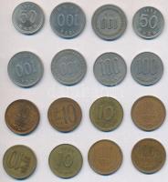 16db-os vegyes dél-koreai és japán fémpénz tétel T:2,2- 16pcs of various South Korean and Japanese metal coins C:XF,VF