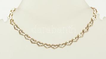 Ezüst(Ag) szíves karlánc, jelzett, h: 18 cm, nettó: 2,1 g