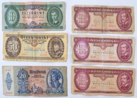 Vegyes papír és fémpénz tétel: magyar pengő és forint bankjegyek valamint nagyrészt magyar fémpénzek...