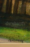 Szilvásy Margit (1898 -1977) : Házudvar. Vegyes technika, papír, jelzett, üvegezett keretben, 29×39 ...