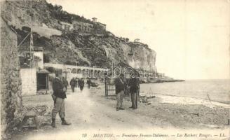 Menton, the Franco-Italian border, the Red Rocks, officers, shore