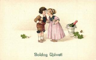 Boldog Új Évet! / New Year, children, champagne, four-leaf clover