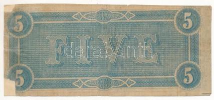 Amerikai Konföderációs Államok / Richmond / Virginia 1864. 5$ replika T:III- ragasztott, javított
T...