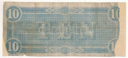 Amerikai Konföderációs Államok / Richmond / Virginia 1864. 10$ replika T:III- ragasztott, ly., javít...