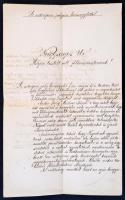 1885 Az esztergomi polgári lövészegylet főlövészmesterének Palkovics Károly (1816-1897) Esztergom polgármestere, országgyűlési képviselő, 1848-1849-es kormánybiztoshoz írt levele különféle egyesületi ügyekben