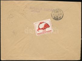 1940 Levél felülnyomott irredenta levélzáróval Munkácsra küldve