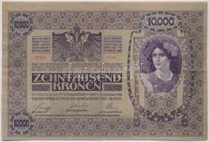 1918. 10.000K piros "DEUTSCHÖSTERREICH" felülbélyegzéssel T:III