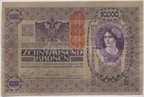 1918. 10.000K piros "DEUTSCHÖSTERREICH" felülbélyegzéssel T:III