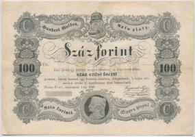 1848. 100Ft Kossuth bankó T:III- restaurált, ragasztás, ly. Adamo G114