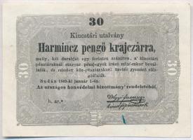 1849. 30kr "Kossuth bankó" csillagozott sorozatszám T:III fo., tűly.