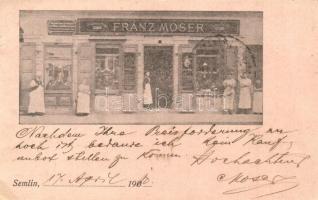 Zimony, Zemun, Semlin; Franz Moser hentes és húsfüstölő boltja és saját kiadása / Franz Moser smoke-house and butchers (EK)