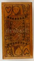 Kártyapaklitartó fa dobozka, javításra szorul, 12x6,5x8 cm