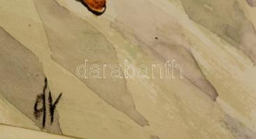 ÁV jelzéssel: Himző asszonyok. Akvarel,  papír, 37×22 cm