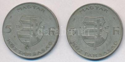 1947. 5Ft Ag "Kossuth" (2x) T:2-,3
Adamo F8.1