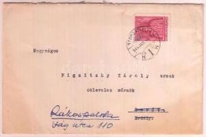1944 Szálasi Károly (?-?) alezredes, Szálasi Fernc testvére gratuláló levele Pignitzky Károly (1911-?) mérnök részére annak házassága alkalmából, gépelt, aláírt levél, borítékkal