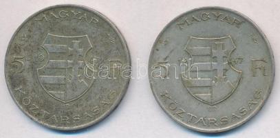 1947. 5Ft Ag "Kossuth" (2x) T:2-,3 patina 
Adamo F8.1