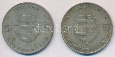 1947. 5Ft Ag "Kossuth" (2x) T:2-,3 patina 
Adamo F8.1