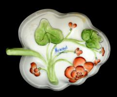 Herendi csipkebogyó mintás porcelán kis tálka, hibátlan, jelzett, 11x8x3,5 cm