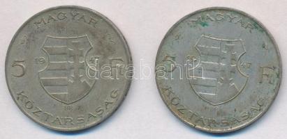 1947. 5Ft Ag "Kossuth" (2x) T:2,2- patina
Adamo F8.1