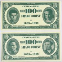 1999. 100Ft névértékű "Centenáriumi Fradi Forint" Sike, Jurikné, Mészáros, Dr. Lakat fényképével + 1999. 100Ft névértékű "Centenáriumi Fradi Forint" Elek, Dr. Jakabházy, Tóth Potya, Martos fényképével + 1999. 100Ft névértékű " Centenáriumi Fradi Forint" Somogyi, Ambrus, Dr. Páncsics, Rákosi fényképével T:I