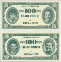 1999. 100Ft névértékű "Centenáriumi Fradi Forint" Sike, Jurikné, Mészáros, Dr. Lakat fényk...
