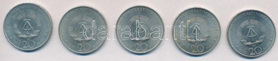 NDK 1971A 20M "Ernst Thälmann" (5x) T:1-,2 
GDR 1971A 20 Mark "Ernst Thälmann" ...