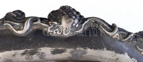 cca 1900 Rogers quadruple  ón tapas kínáló, horpadással, üvegbetét nélkül, jelzett, d:23 cm, m:14 cm