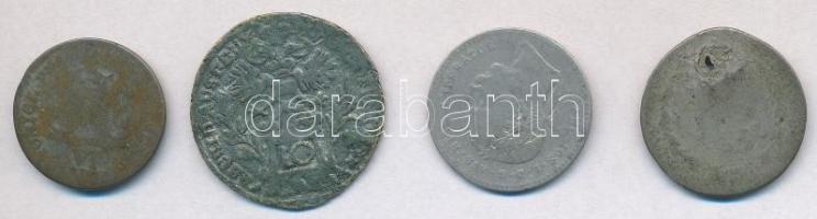 4db-os vegyes, rossz minőségű ezüst pénzérme, közte Ausztria 1870. 20kr Ag "Ferenc József"...