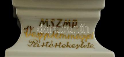 Herendi Lenin porcelán büszt, fehér mázas, apró foltokkal, jelzett(mélynyomás), "MSZMP" Ve...