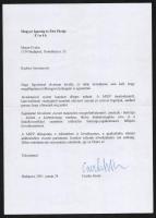 2001 Csurka István aláírása gépelt levélen