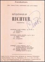 1980 Szvjatoszlav Richter zongoraművész aláírása zeneakadémiai műsorlapján /  1980 Signature of Sviatoslav Richter pianist