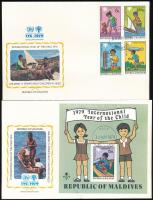 International Children's Year set + block 2 FDC, Nemzetközi Gyermekév sor + blokk 2 db FDC-n