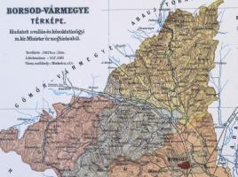Borsod vármegye térképe, 1:375.000,  Magyar Földrajzi Intézet Rt., modern hasonmás kiadás, 33x22 cm