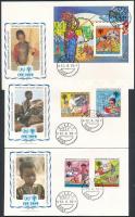 Nemzetközi Gyermekév sor + blokk 3 db FDC-n, International Children's Year set + block on 3 FDC