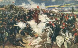 Edirne, Andrinople; La division du Danube serbe atta quant victorieusement / Serbian army against Ottoman Empire, Balkan Wars, art postcard (EK)