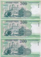 1998-2007. 200Ft (8x) közte 2db sorszámkövető T:II,II-,III