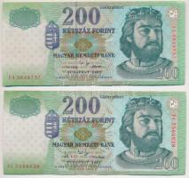 1998-2007. 200Ft (8x) közte 2db sorszámkövető T:II,II-,III