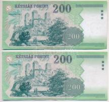 1998-2007. 200Ft (8x) közte 2db sorszámkövető T:II,II-,III