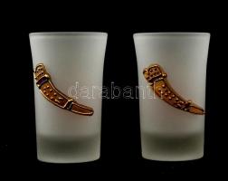 2 db emlékkupica Magyarország címerével és Lehel kürtjének ábrájával, hibátlanok, díszdobozban, m: 7...