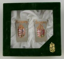 2 db emlékkupica Magyarország címerével és Lehel kürtjének ábrájával, hibátlanok, díszdobozban, m: 7...