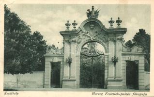 Keszthely, herceg Festetics-palota főkapuja, Móriczné N. Lenke felvétele, Barasits János kiadása