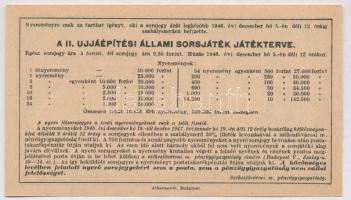 Budapest 1946. "Fél sorsjegy - II. Újjáépítési Állami sorsjáték" sorsjegy T:II