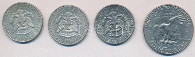Amerikai Egyesült Államok 1967-1968D 1/2$ Ag "Kennedy" (2xklf) + 1971. 1/2$ Cu-Ni "Ke...